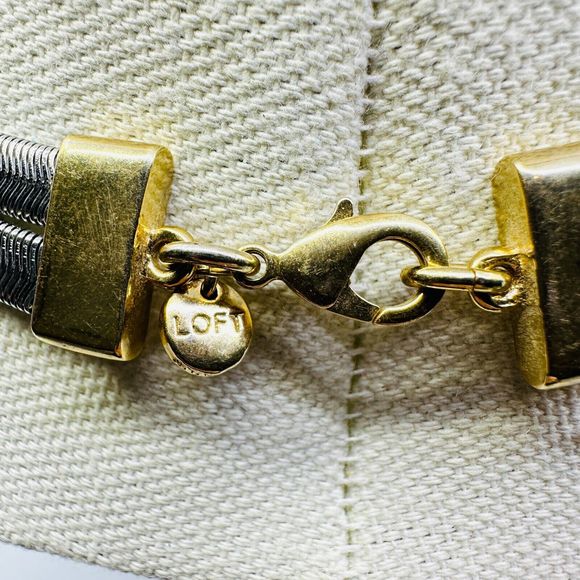 Ann Taylor LOFT Necklace Layered Chain Mixed Tone Modernist Jewelry - Picture 8 of 9